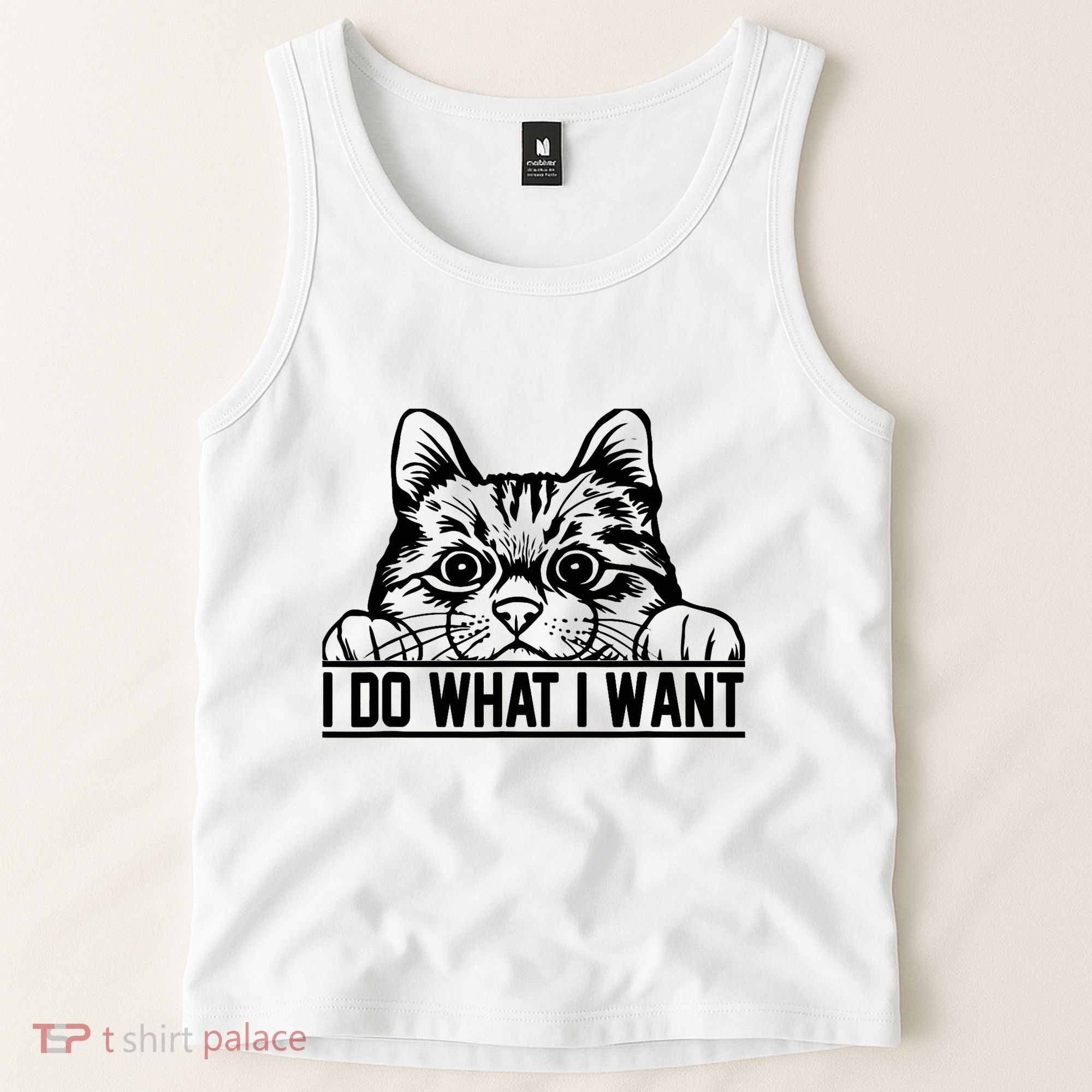 Funny Cat Lovers Retro 70s 80s 90s I Do What I Want Cat Tank Top