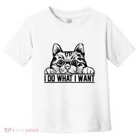 Funny Cat Lovers Retro 70s 80s 90s I Do What I Want Cat Toddler T-Shirt thumb 0