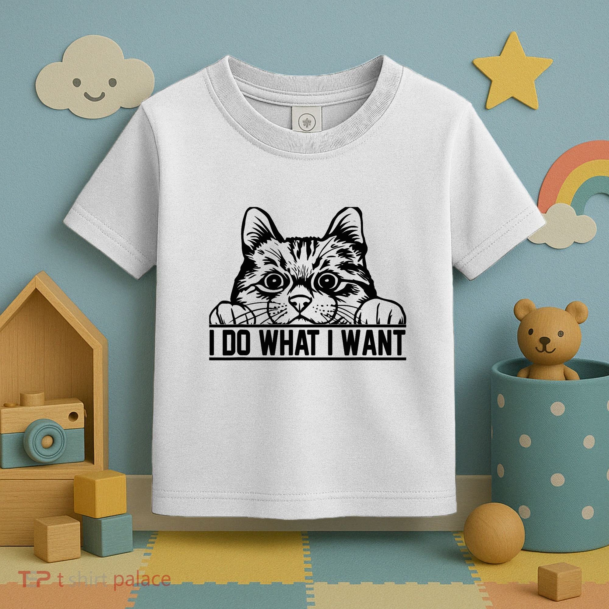 Funny Cat Lovers Retro 70s 80s 90s I Do What I Want Cat Toddler T-Shirt
