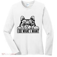 Funny Cat Lovers Retro 70s 80s 90s I Do What I Want Cat Women's Long Sleeve Shirt thumb 0