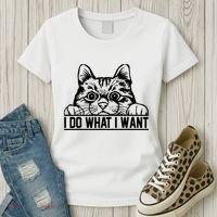 Funny Cat Lovers Retro 70s 80s 90s I Do What I Want Cat Women's T-Shirt thumb 3