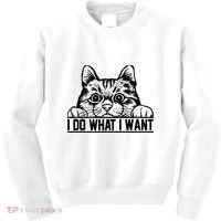 Funny Cat Lovers Retro 70s 80s 90s I Do What I Want Cat Kids Sweatshirt thumb 0