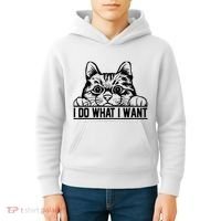 Funny Cat Lovers Retro 70s 80s 90s I Do What I Want Cat Kids Hoodie thumb 4