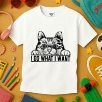 Funny Cat Lovers Retro 70s 80s 90s I Do What I Want Cat Kids T-Shirt thumb 3
