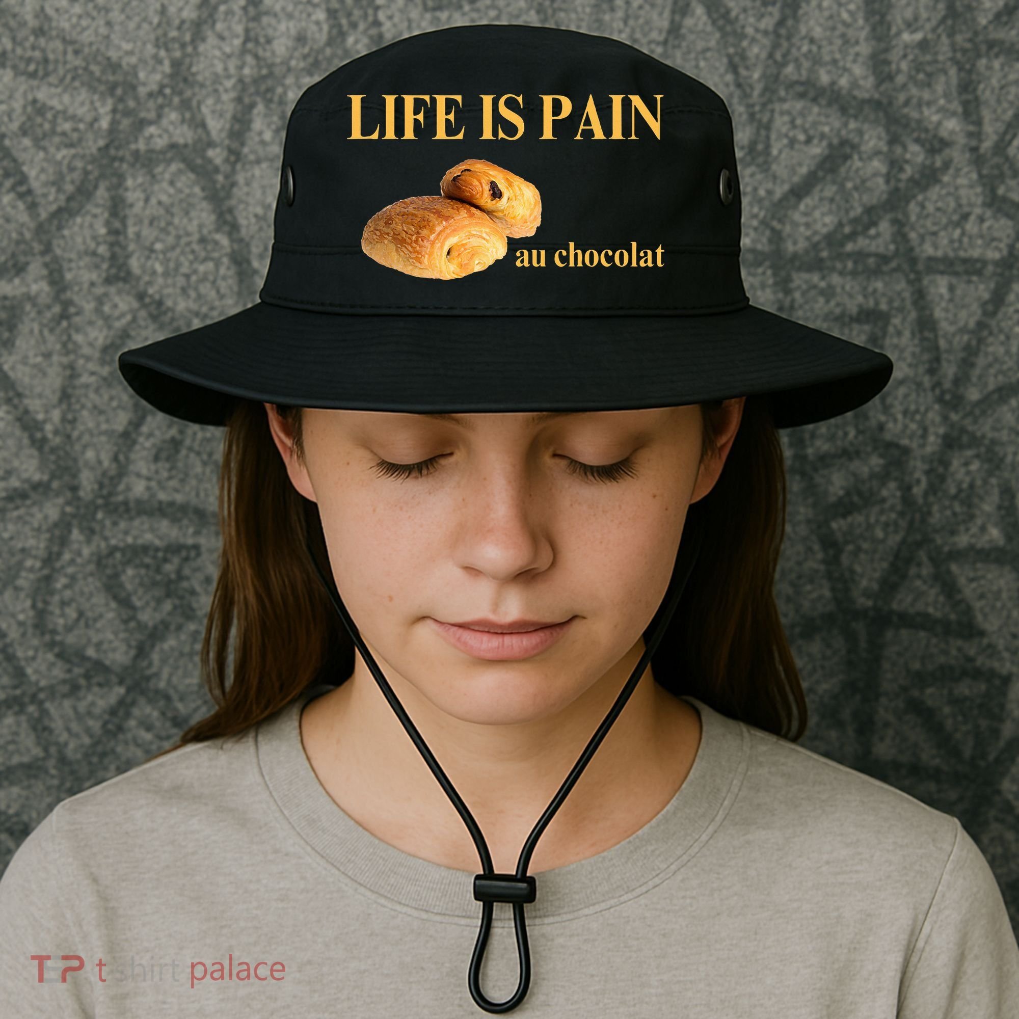 French Chocolatine Life Is Pain Au Chocolat Bucket Hat