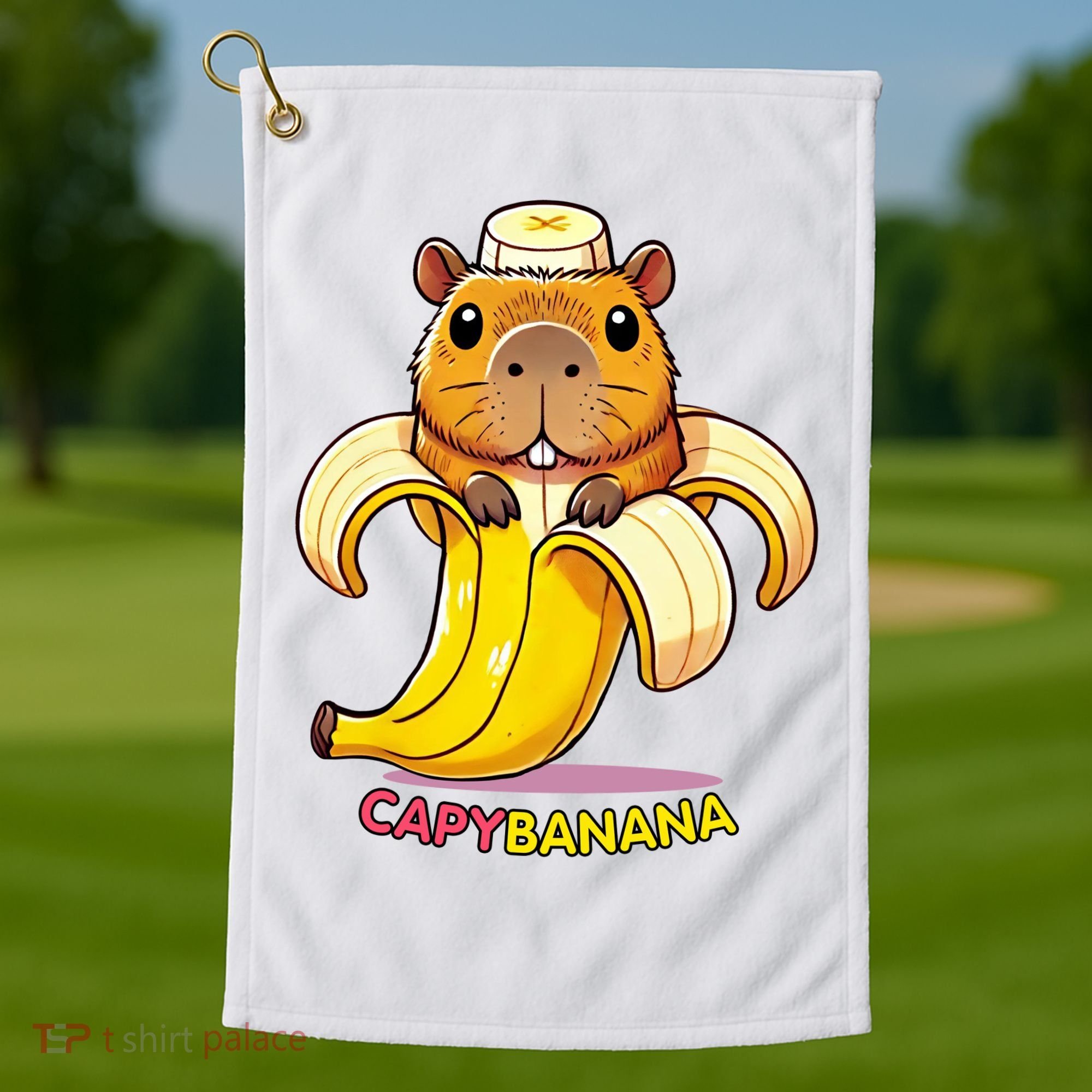 Funny Capybara Lovers Banana Capybanana Golf Towel