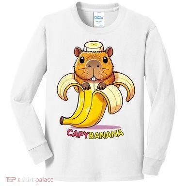 Funny Capybara Lovers Banana Capybanana Kids Long Sleeve Shirt