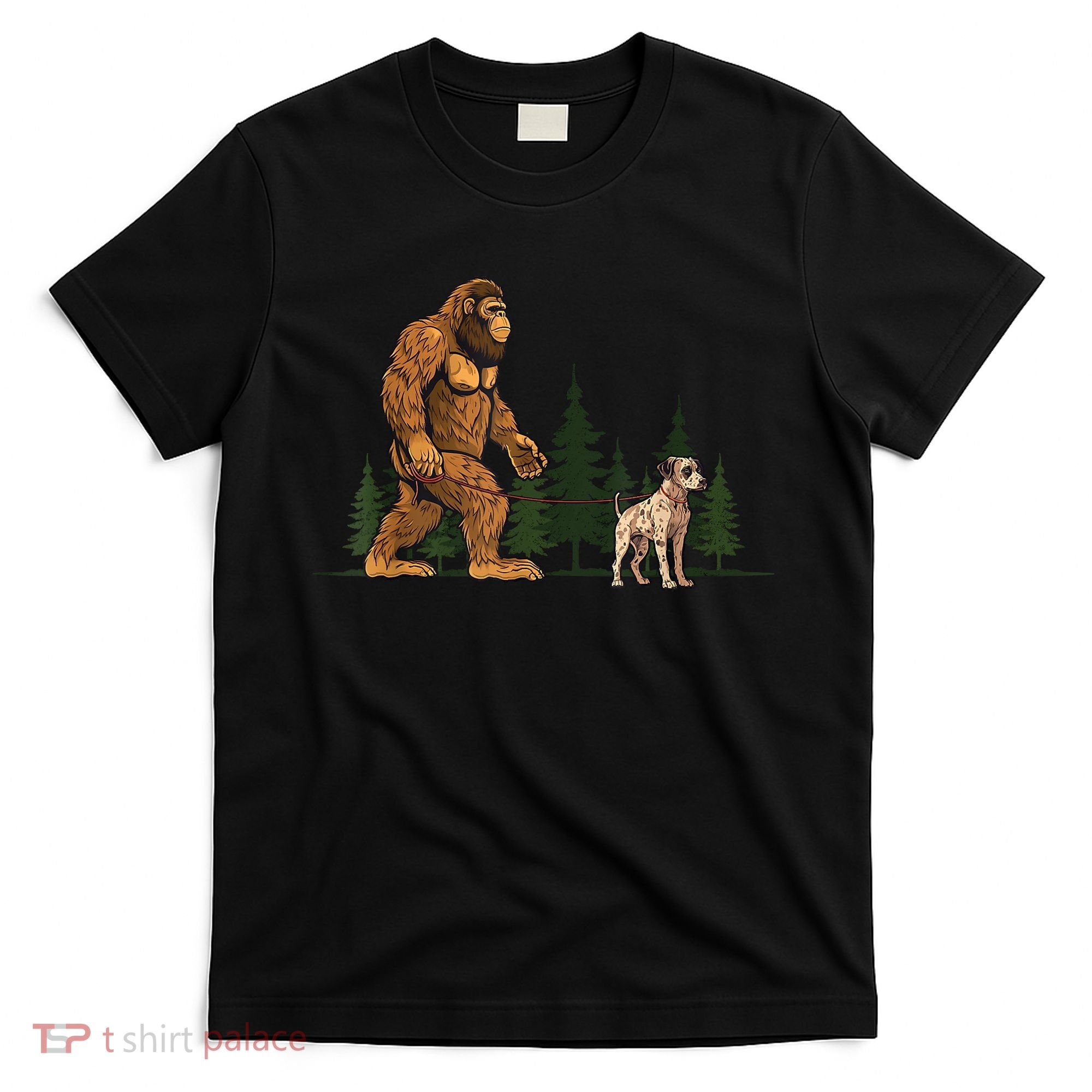 Funny Catahoula Leopard Bigfoot Dog Walking Dog Mom Dad T-Shirt