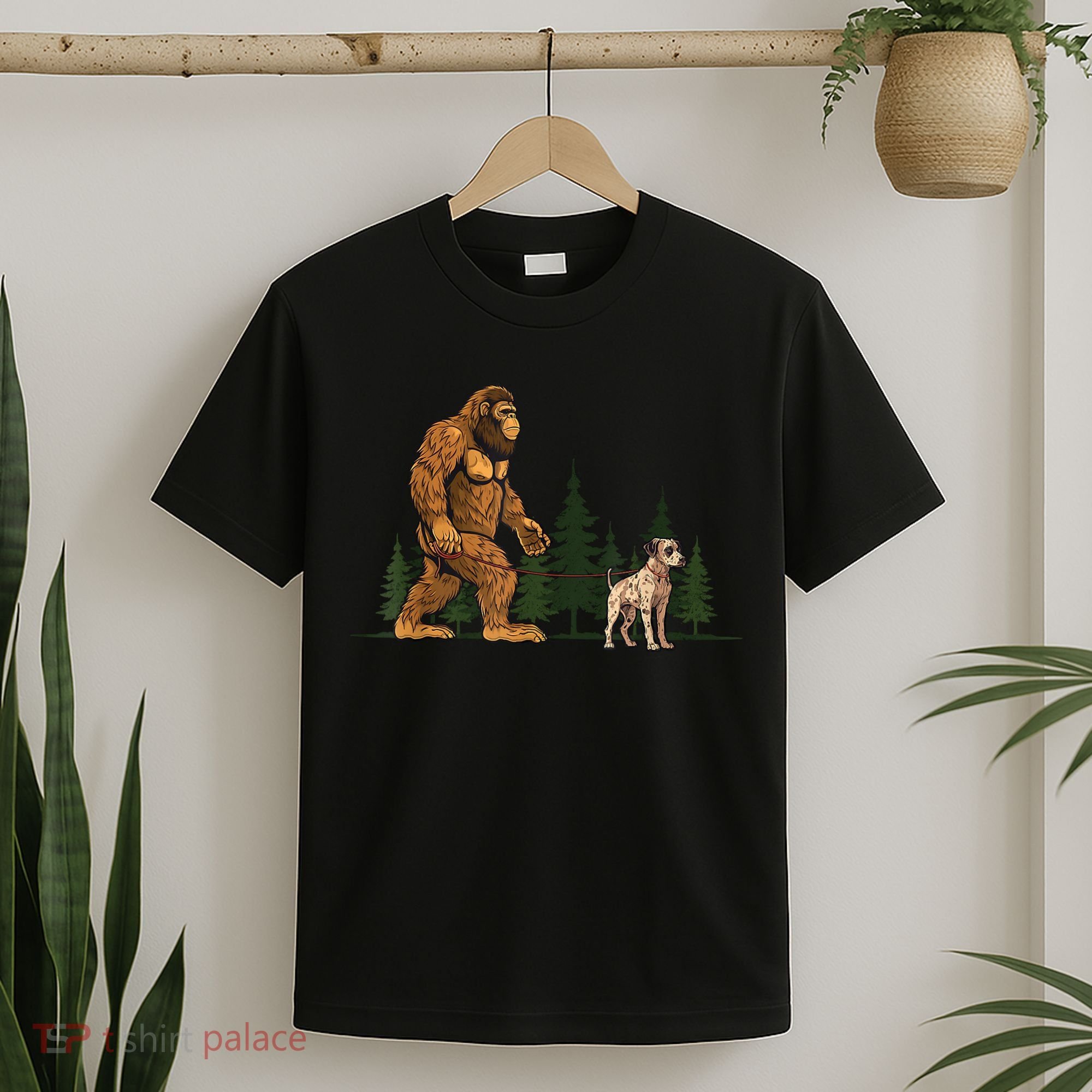 Funny Catahoula Leopard Bigfoot Dog Walking Dog Mom Dad T-Shirt