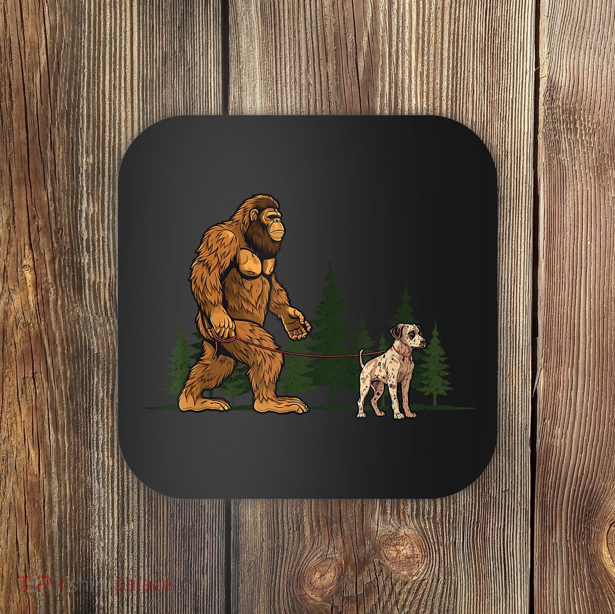 Funny Catahoula Leopard Bigfoot Dog Walking Dog Mom Dad Coaster
