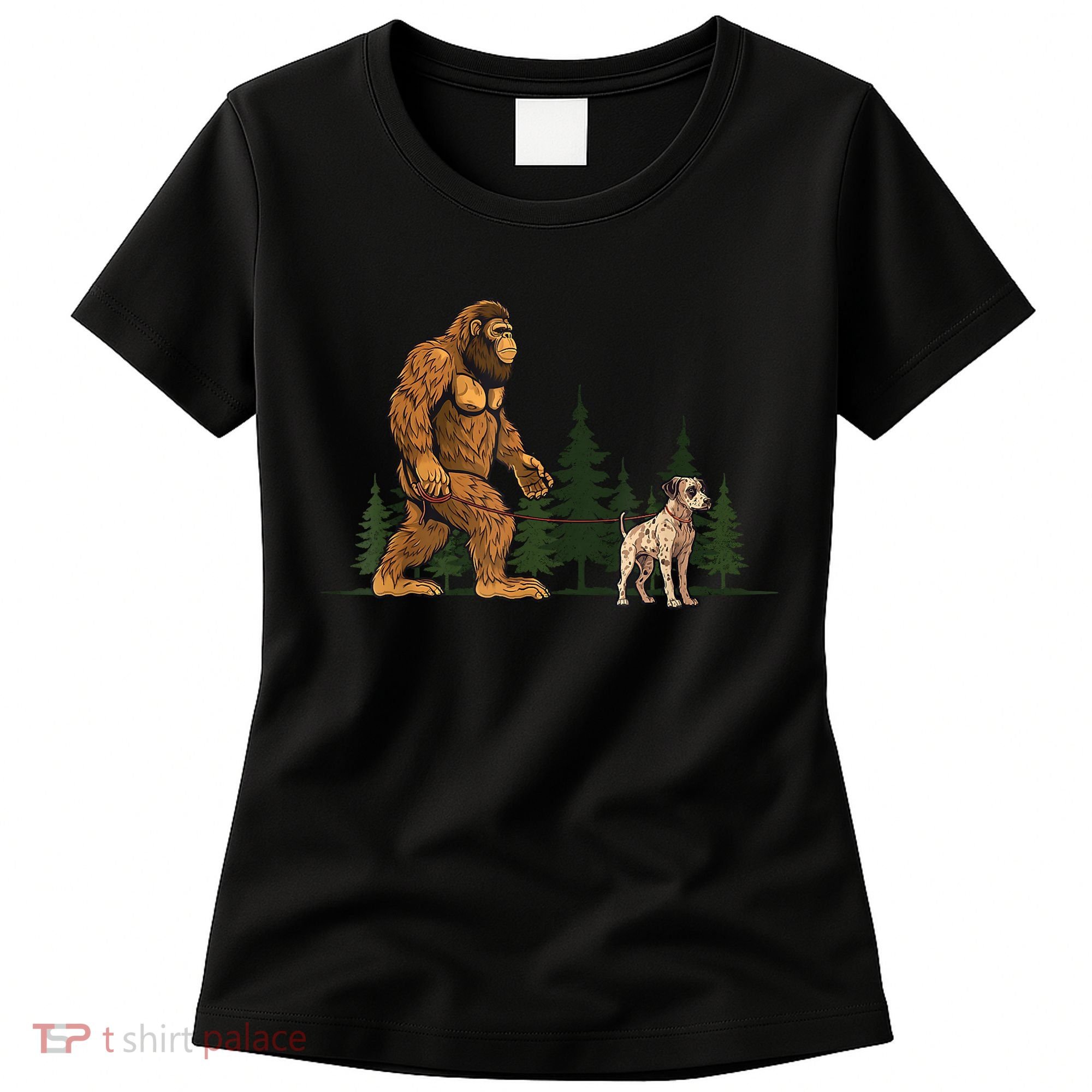 Funny Catahoula Leopard Bigfoot Dog Walking Dog Mom Dad Women's T-Shirt