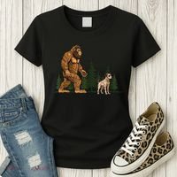 Funny Catahoula Leopard Bigfoot Dog Walking Dog Mom Dad Women's T-Shirt thumb 3