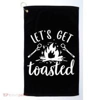 Funny Camping LetS Get Toasted Cool Campers Gift Golf Towel thumb 0