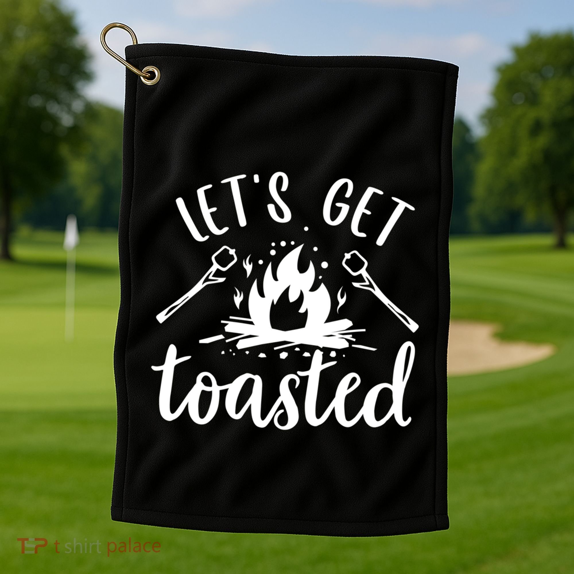 Funny Camping LetS Get Toasted Cool Campers Gift Golf Towel