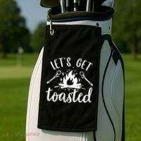 Funny Camping LetS Get Toasted Cool Campers Gift Golf Towel thumb 2