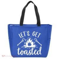 Funny Camping LetS Get Toasted Cool Campers Gift Tote Bag thumb 0