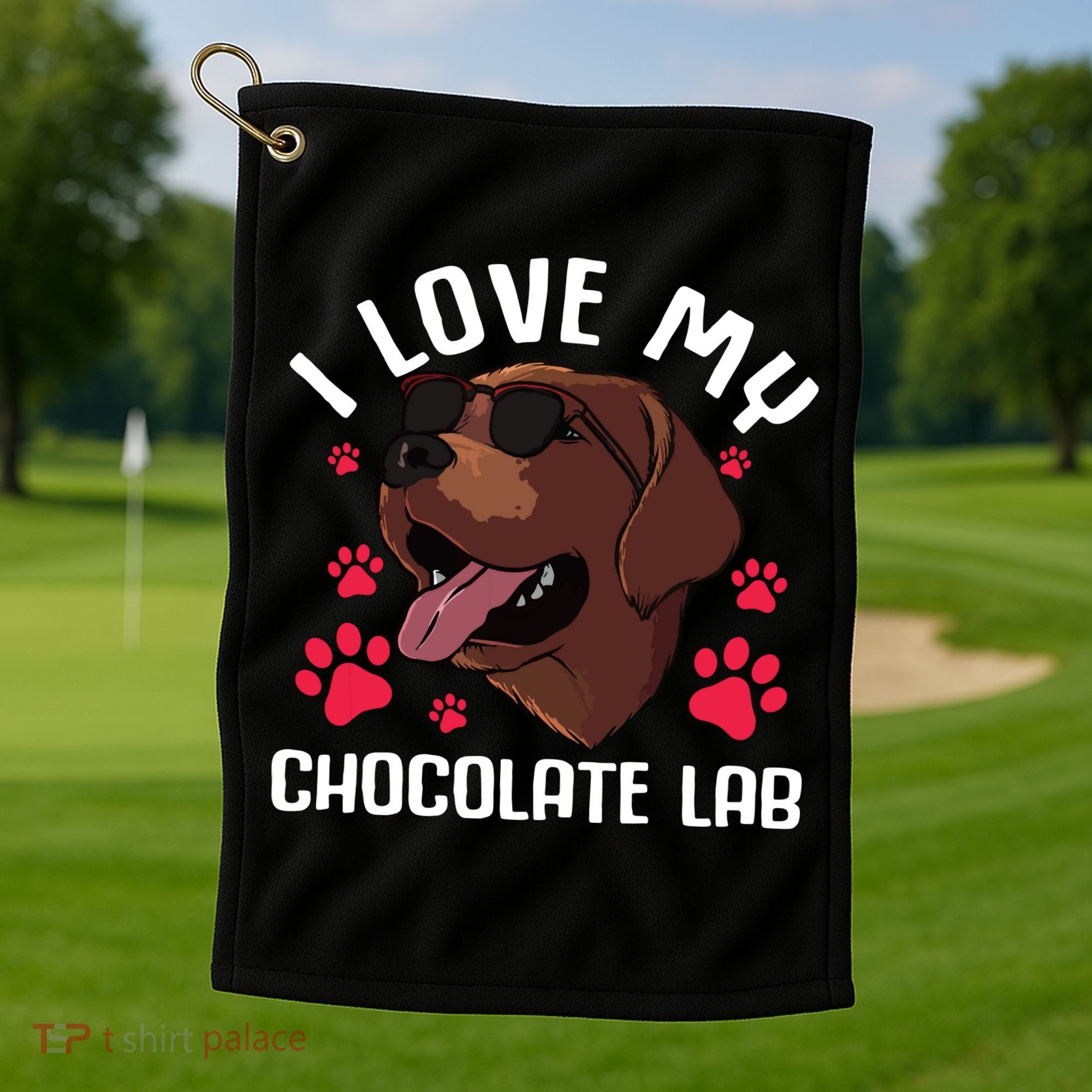 Funny Chocolate Labrador Retriever Gift Men Women Lab Lover Golf Towel