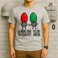 Funny Christmas Lights Pun Working Over Holidays T-Shirt thumb 6