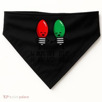 Funny Christmas Lights Pun Working Over Holidays USA-Made Doggie Bandana