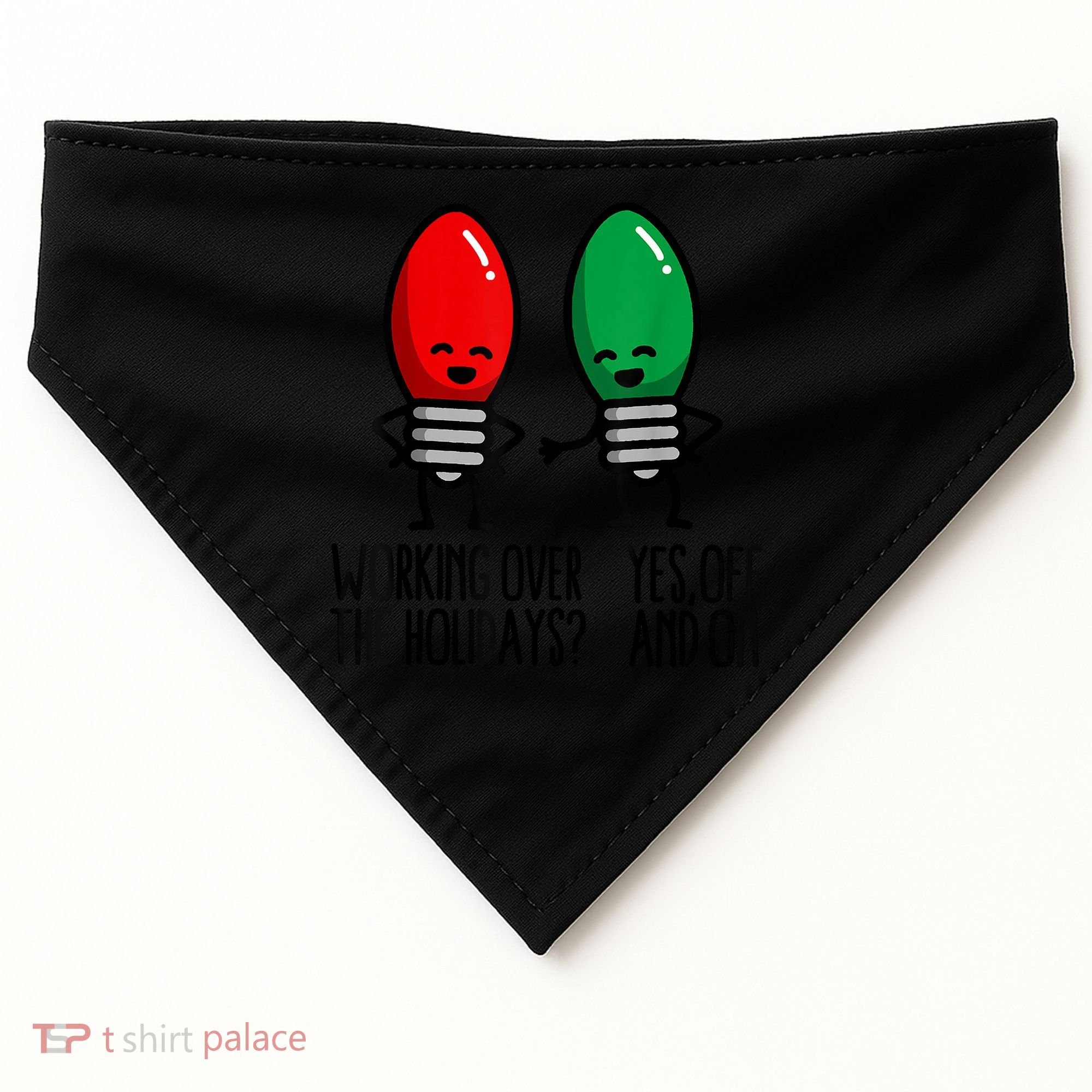Funny Christmas Lights Pun Working Over Holidays USA-Made Doggie Bandana