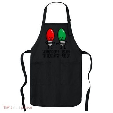 Funny Christmas Lights Pun Working Over Holidays Apron