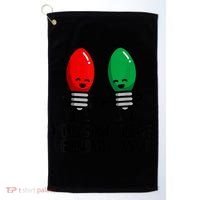 Funny Christmas Lights Pun Working Over Holidays Golf Towel thumb 0