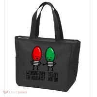 Funny Christmas Lights Pun Working Over Holidays Tote Bag thumb 3