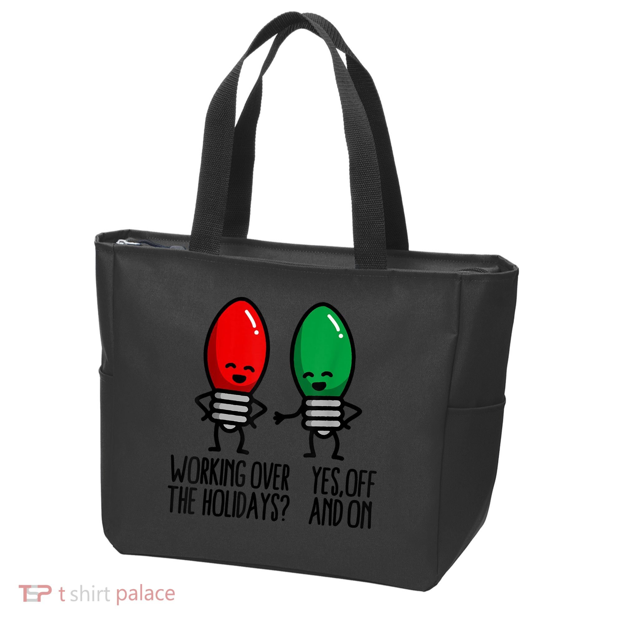 Funny Christmas Lights Pun Working Over Holidays Tote Bag