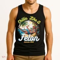 Funny Chillin Like A Felon Summer 2024 Trump Supporter Tank Top thumb 3