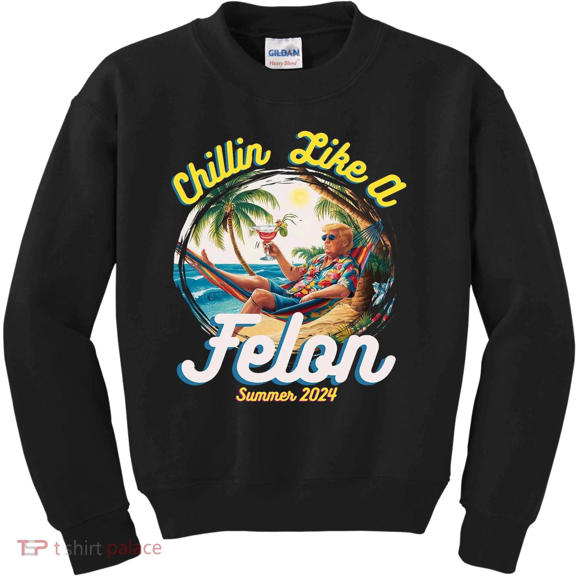 Funny Chillin Like A Felon Summer 2024 Trump Supporter Kids Sweatshirt