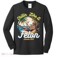 Funny Chillin Like A Felon Summer 2024 Trump Supporter Kids Long Sleeve Shirt thumb 0