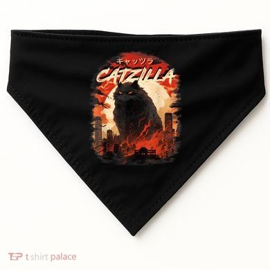 Funny Cat Lover Catzilla Cat Humor Cat USA-Made Doggie Bandana
