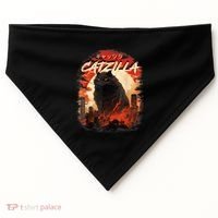 Funny Cat Lover Catzilla Cat Humor Cat USA-Made Doggie Bandana thumb 0