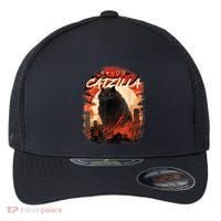 Funny Cat Lover Catzilla Cat Humor Cat Flexfit Unipanel Trucker Cap thumb 0