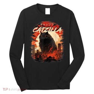 Funny Cat Lover Catzilla Cat Humor Cat Long Sleeve Shirt