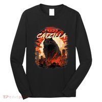 Funny Cat Lover Catzilla Cat Humor Cat Long Sleeve Shirt thumb 0