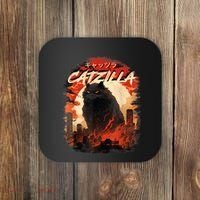 Funny Cat Lover Catzilla Cat Humor Cat Coaster thumb 0