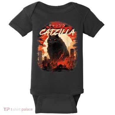 Funny Cat Lover Catzilla Cat Humor Cat Baby Bodysuit