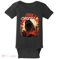 Funny Cat Lover Catzilla Cat Humor Cat Baby Bodysuit thumb 0