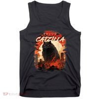 Funny Cat Lover Catzilla Cat Humor Cat Tank Top thumb 0