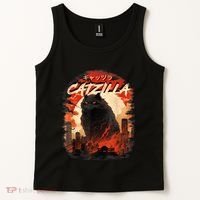 Funny Cat Lover Catzilla Cat Humor Cat Tank Top thumb 2