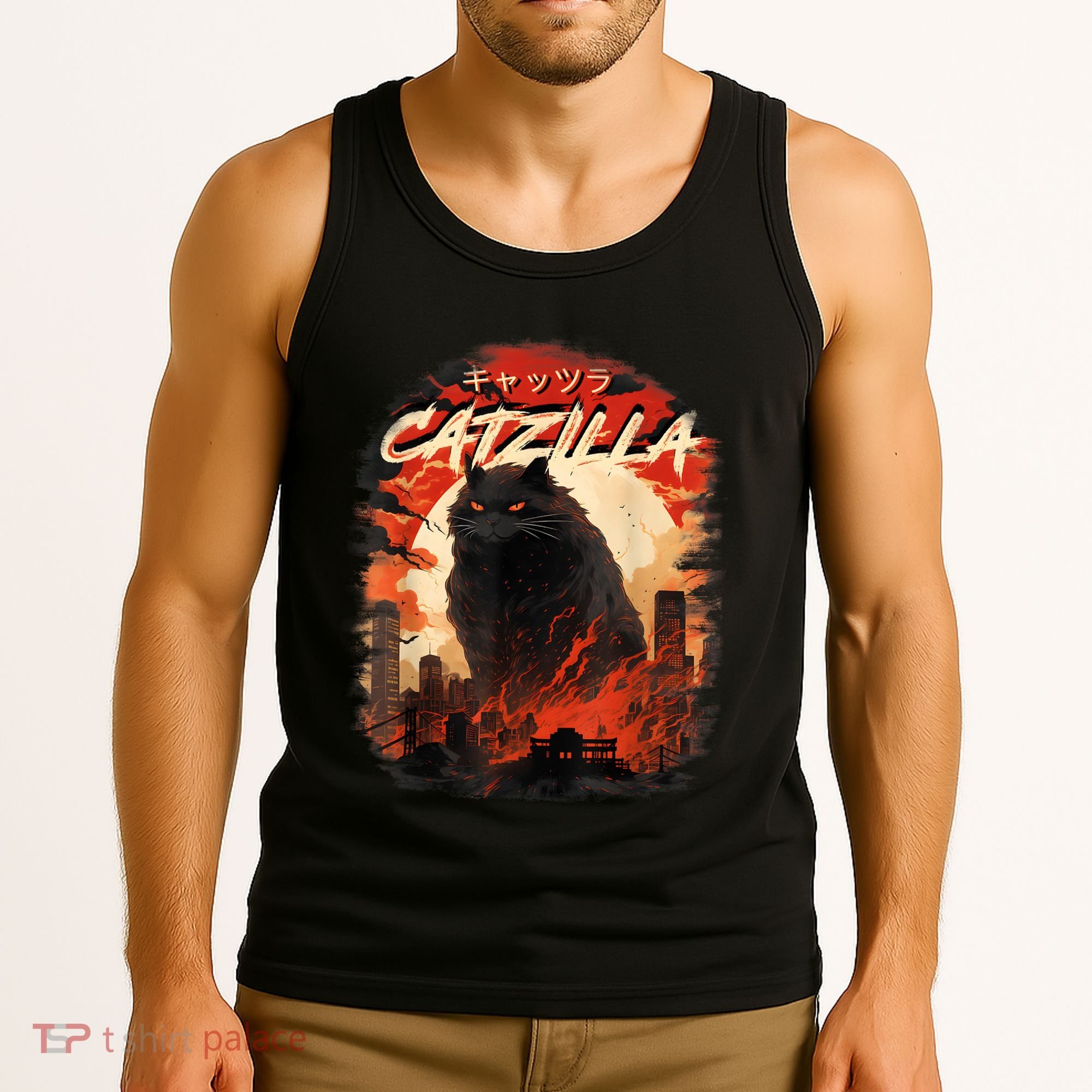 Funny Cat Lover Catzilla Cat Humor Cat Tank Top