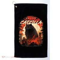 Funny Cat Lover Catzilla Cat Humor Cat Golf Towel thumb 0