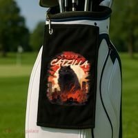 Funny Cat Lover Catzilla Cat Humor Cat Golf Towel thumb 2