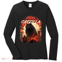 Funny Cat Lover Catzilla Cat Humor Cat Women's Long Sleeve Shirt thumb 0