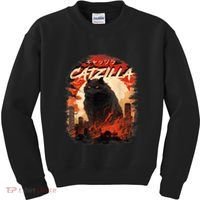 Funny Cat Lover Catzilla Cat Humor Cat Kids Sweatshirt thumb 0