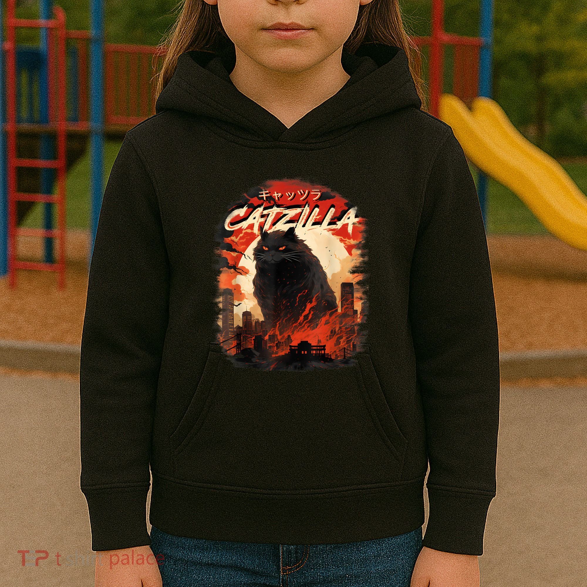 Funny Cat Lover Catzilla Cat Humor Cat Kids Hoodie