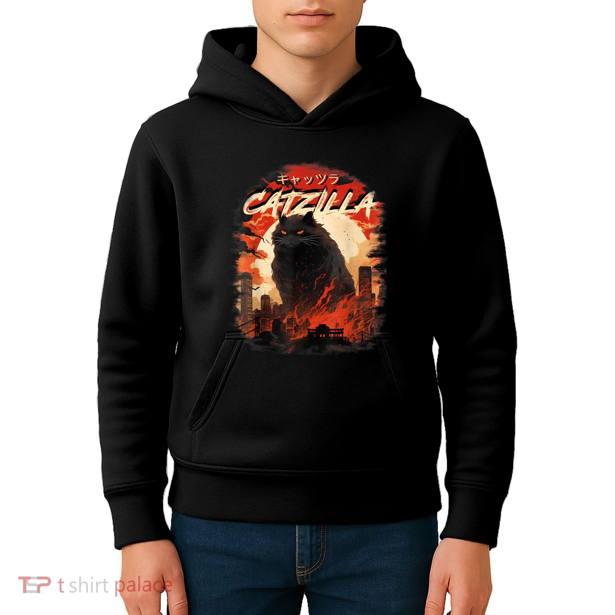 Funny Cat Lover Catzilla Cat Humor Cat Kids Hoodie