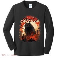 Funny Cat Lover Catzilla Cat Humor Cat Kids Long Sleeve Shirt thumb 0