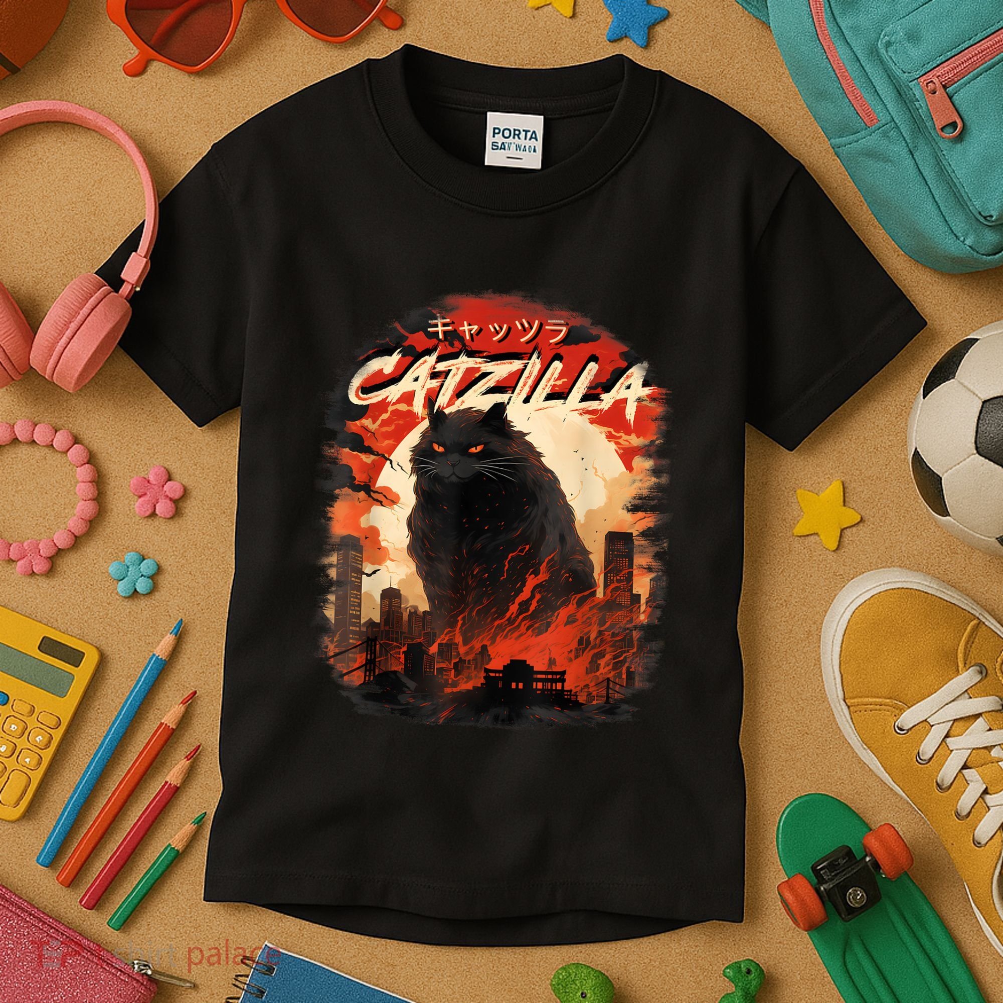 Funny Cat Lover Catzilla Cat Humor Cat Kids T-Shirt